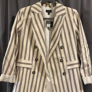 Topshop Striped Double Breasted Blazer | Size 6